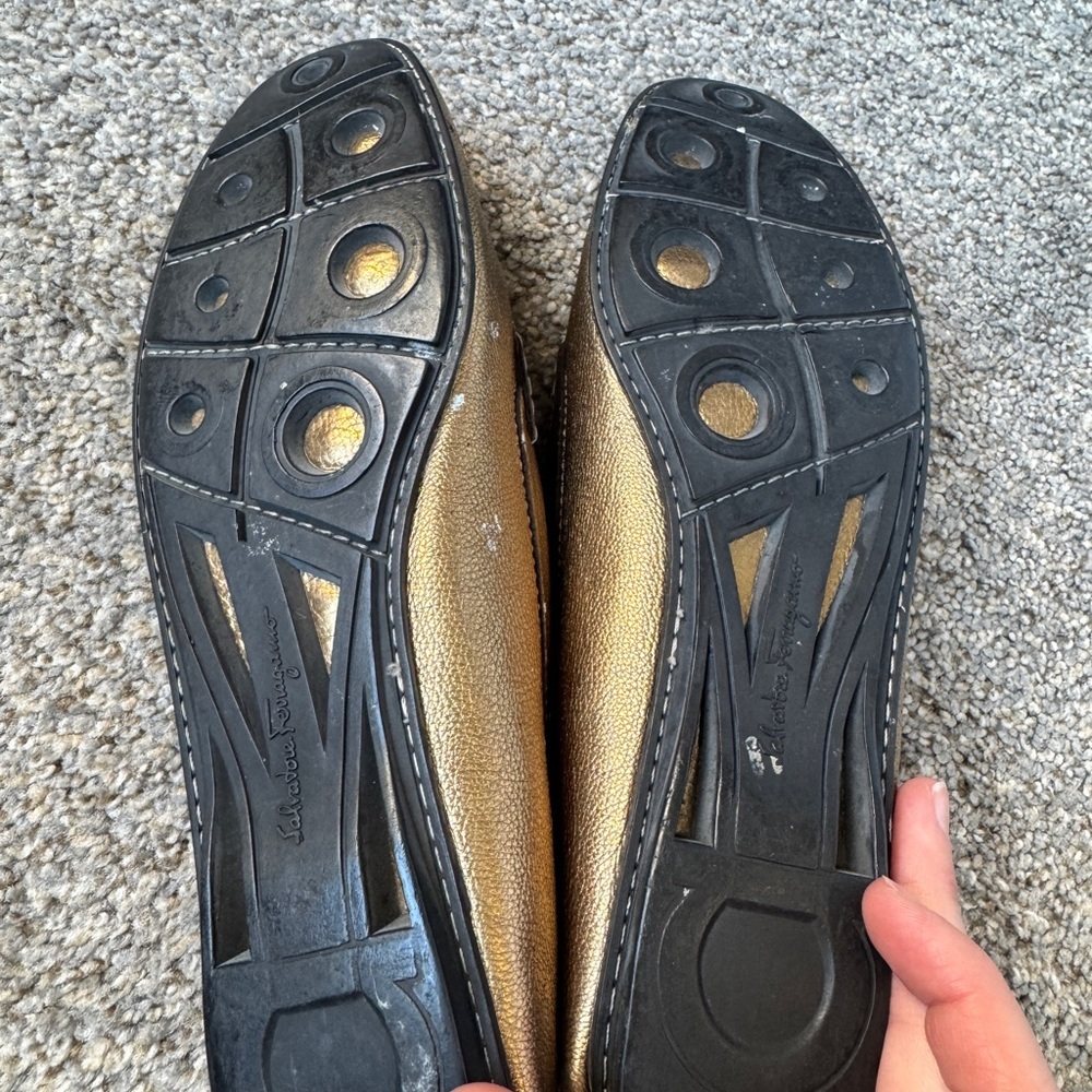 Salvatore Ferragamo Gold Loafers - Picture 9 of 11